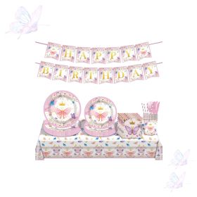 Butterfly 10 Guest Stamping Tableware Decoration Paper Plate Paper Cup Napkin Set