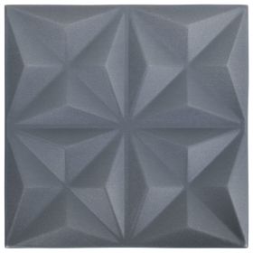 vidaXL 3D Wall Panels 12 pcs 50x50 cm Origami Grey 3 m²