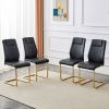 Modern dining chairs with faux leather padded seats, dining room chairs, gold metal leg upholstered chairs, suitable for kitchens, living rooms