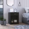 Black Wengue 1-Drawer 1-Shelf Nightstand