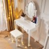 White Vanity Desk with Lights,Makeup Vanity with Lights,Vintage Vanity Dresser with Lights,Dressing Table,Vanity Set with Mirror and Stool