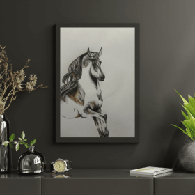 Hand Made Pencil Art work "Equus Rising" for wall decor Painting