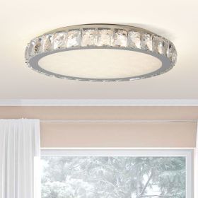 Crystal LED Ceiling Light, 19.7-Inch Flush Mount, 45W Dimmable Modern Fixture, Energy-Saving, Perfect for Living Room, Bedroom, Kitchen