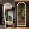 3 Color Lighting Mirror with LED Lights, 71"x26" Lighted Floor Standing Mirror with Stand