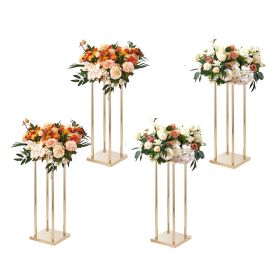 VEVOR 4PCS Gold Metal Column Wedding Flower Stand, 23.6inch High With Metal Laminate, Vase Geometric Centerpiece Stands