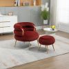 COOLMORE Upholstered Velvet Barrel Accent Chair with Ottoman,Accent Comfy Lounge Arm Chair and Footrest Stool Set