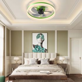 Ceiling Fans with Lights Dimmable LED Embedded installation of thin modern ceiling fans(Green)