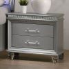 Classic Silver1pc Nightstand Only Contemporary Solid wood 2-Drawers Felt-lined Top English Dovetail Acrylic Legs & Pull Handle