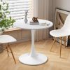 32"Modern Round Dining Table with Round MDF Table Top; Metal Base Dining Table;  End Table Leisure Coffee Table; White