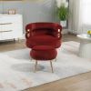 COOLMORE Upholstered Velvet Barrel Accent Chair with Ottoman,Accent Comfy Lounge Arm Chair and Footrest Stool Set