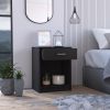 Black Wengue 1-Drawer 1-Shelf Nightstand