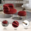 COOLMORE Upholstered Velvet Barrel Accent Chair with Ottoman,Accent Comfy Lounge Arm Chair and Footrest Stool Set