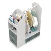 Kids Costume Organizer; Costume Rack; Kids Armoire; Open Hanging Armoire Closet with Mirror-WHITE