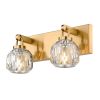 2-Light Soft Gold Wall Sconce Faceted Crystal Shade Wall Light