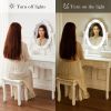 White Vanity Desk with Lights,Makeup Vanity with Lights,Vintage Vanity Dresser with Lights,Dressing Table,Vanity Set with Mirror and Stool