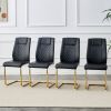 Modern dining chairs with faux leather padded seats, dining room chairs, gold metal leg upholstered chairs, suitable for kitchens, living rooms