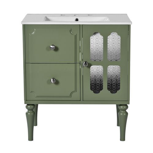 Vintage Style 30inch Bathroom Vanity With Ceramic Sink Combination Vintage Style 30inch Bathroom Vanity With Ceramic Sink Combination