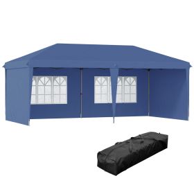 Outsunny 10' X 20' Pop Up Canopy Tent With 4 Sidewalls, Heavy Duty Tents For Parties, Outdoor Instan (Color: Blue)