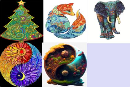 Each Piece Is Animal Shaped Christmas Gift Colorful Elephant Turtle Wooden Jigsaw Puzzles (Option: Set1-A3)