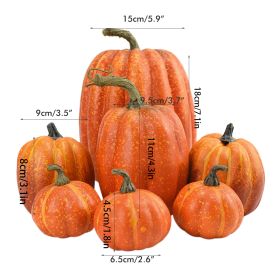 7PCS Simulation Pumpkin Model Artificial Pumpkin Decoration Home Table Decor for Thanksgiving and Halloween (Color: Orange)