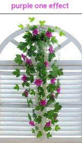 Simulation Plant Morning Glory Ratten For Wall Hanging Decoration (Color: Purple)