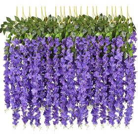 12 Packs Artificial Hanging Plants, Premium Oxidation Resistance Artificial Flower, Artificial Wisteria Plants (Color: Purple)