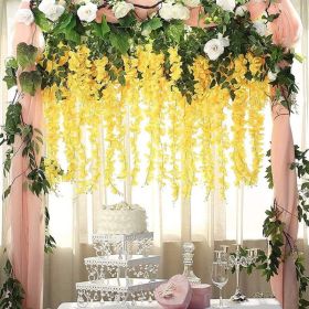 12 Packs Artificial Hanging Plants, Premium Oxidation Resistance Artificial Flower, Artificial Wisteria Plants (Color: Yellow)