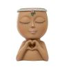 1pc Figure Flower Pot; Women Face Statue Vase Planter Ornaments; For Indoor Outdoor Home Decor Garden Patio (4.7*7.3*3.4in)