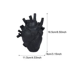 Vase In The Shape Of Human Heart; Home Decoration; Desktop Art Craft Ornament; Exquisite And High-end Indoor Vase; Organ Design Flower Container (Color: Black, size: 11.5*8*16.5)