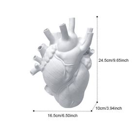 Vase In The Shape Of Human Heart; Home Decoration; Desktop Art Craft Ornament; Exquisite And High-end Indoor Vase; Organ Design Flower Container (Color: White, size: 16.5*10*25)