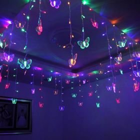 1pc LED Butterfly Curtain Fairy Lights USB Plug Firefly Twinkle String Lights; Christmas Lights Outdoor Waterproof String Lights With 10 Drops; Indoor (Color: Colorful)