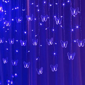 1pc LED Butterfly Curtain Fairy Lights USB Plug Firefly Twinkle String Lights; Christmas Lights Outdoor Waterproof String Lights With 10 Drops; Indoor (Color: Blue)