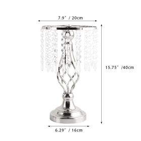 New Luxury Metal Candle Holders with Crystal Flowers Vase Candlestick Table Centerpieces Wedding Table Candle Stand Wedding Prop (Color: Silver-S, Ships From: CN)