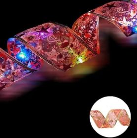 Christmas LED Decoration Festive Bow Ribbon Lights (Color: red color, size: 5m)