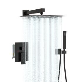 12 Inches Rain Mixer Shower Combo Set Rainfall Wall Mounted Dual Shower Head System (Finish: Oil Rubbed Bronze)