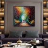 Hand Painted Oil Painting Abstract Original Romantic Cityscape Oil Painting On Canvas Large Wall Art Colorful Tree Painting Custom Painting Living roo